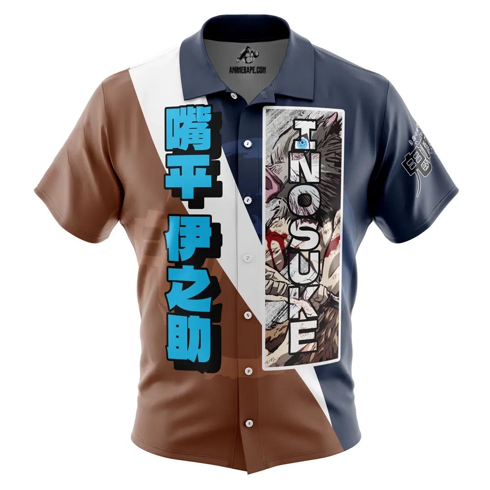 Hashibira Inosuke Demon Slayer Button Up Hawaiian Shirt