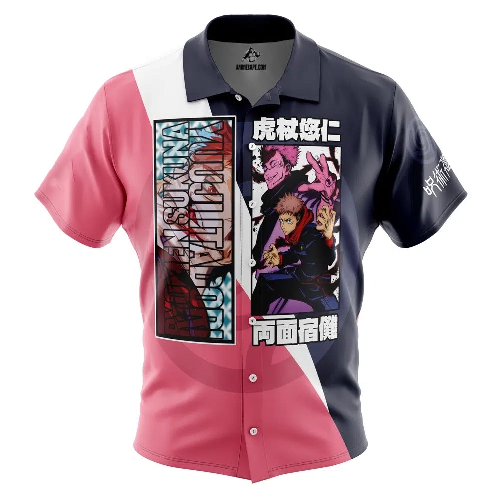 Itadori Yuuji x Ryomen Sukuna Jujutsu Kaisen Button Up Hawaiian Shirt