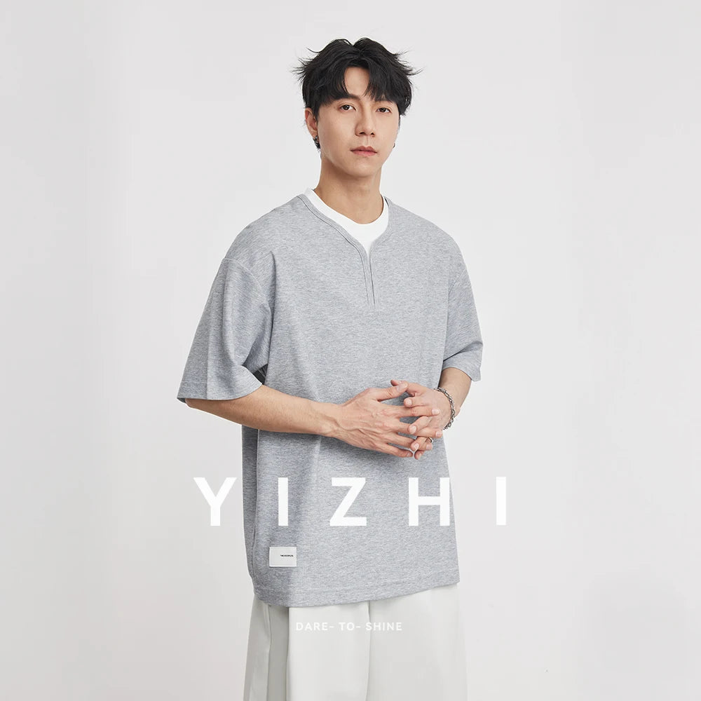 Men's Fake Two-Piece Crew Neck T-Shirt 2026 Summer New Style Simple All-match Contrast Color Skin-friendly Casual Top