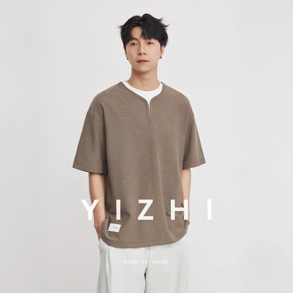 Men's Fake Two-Piece Crew Neck T-Shirt 2026 Summer New Style Simple All-match Contrast Color Skin-friendly Casual Top