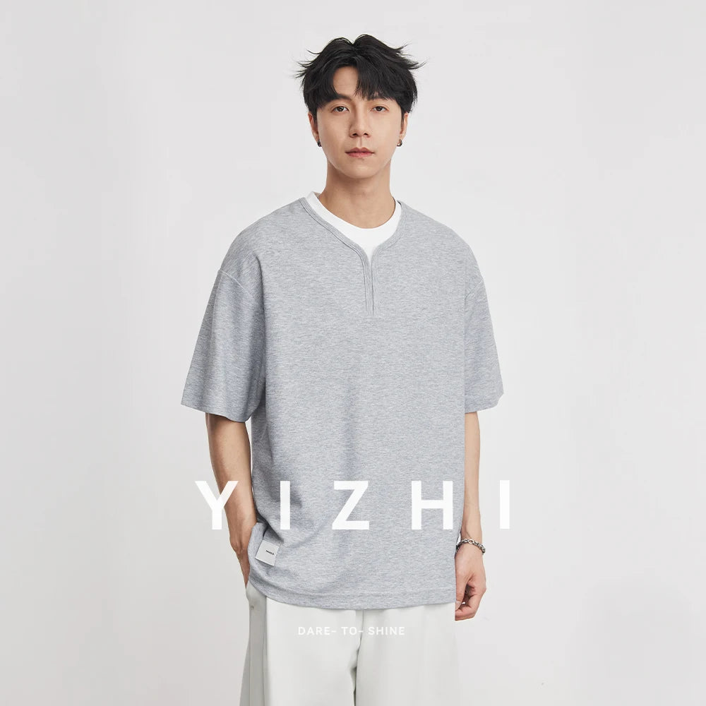 Men's Fake Two-Piece Crew Neck T-Shirt 2026 Summer New Style Simple All-match Contrast Color Skin-friendly Casual Top