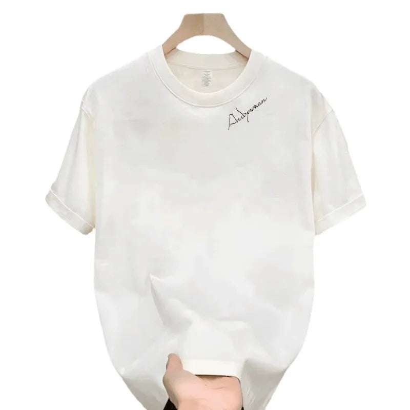 Men's Cotton T-shirts Fitted Black 5XL T Shirt for Men Casual Summer Wear Fashion Letter Print Tee Shirts White Men Clothing