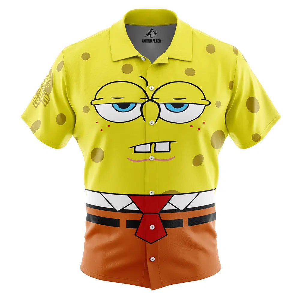 Bored Spongebob Squarepants Button Up Hawaiian Shirt