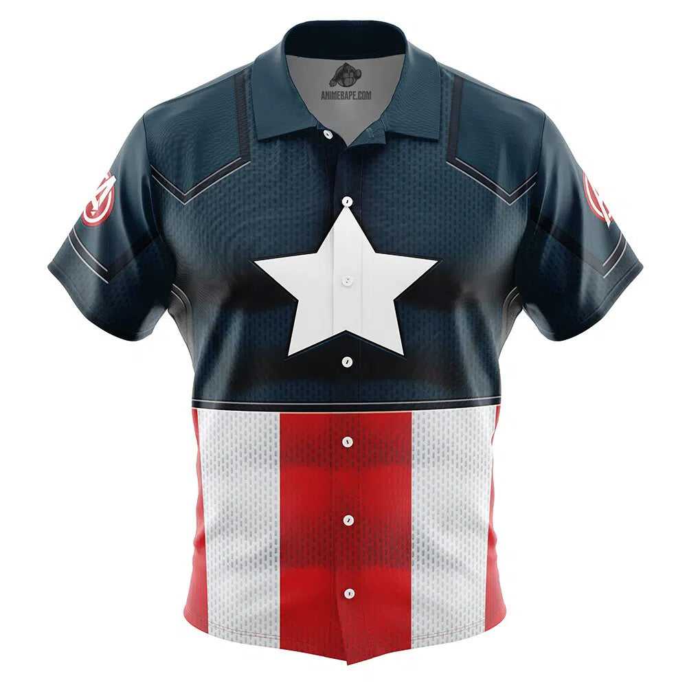 Captain America Marvel Button Up Hawaiian Shirt
