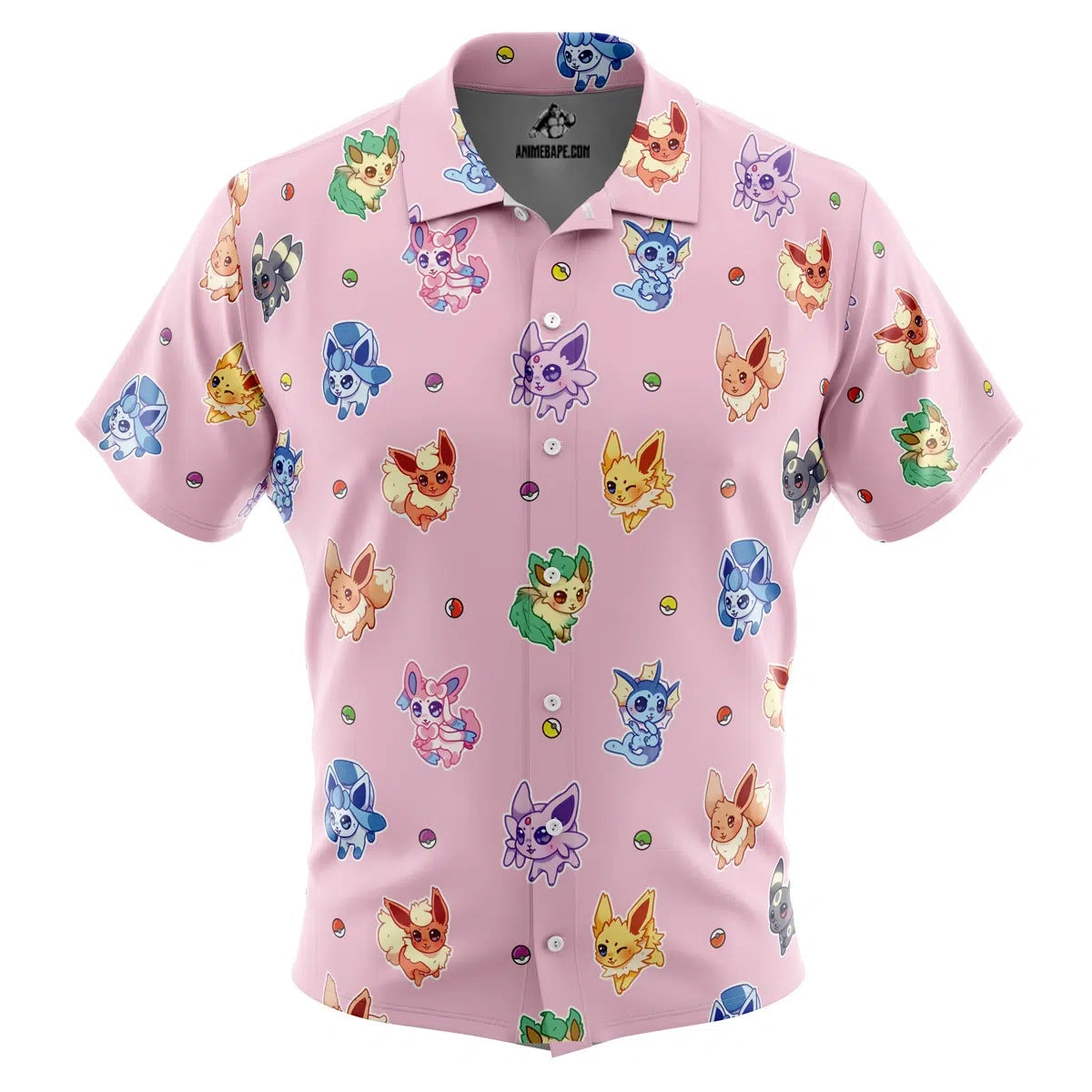Pokemon Chibi Eevelutions Pattern Button Up Hawaiian Shirt