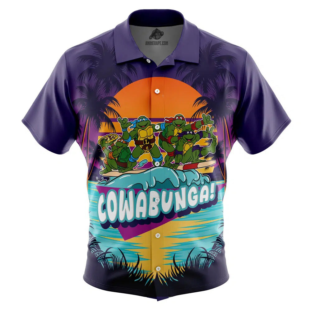 Cowabunga 80s Teenage Mutant Ninja Turtles Button Up Hawaiian Shirt