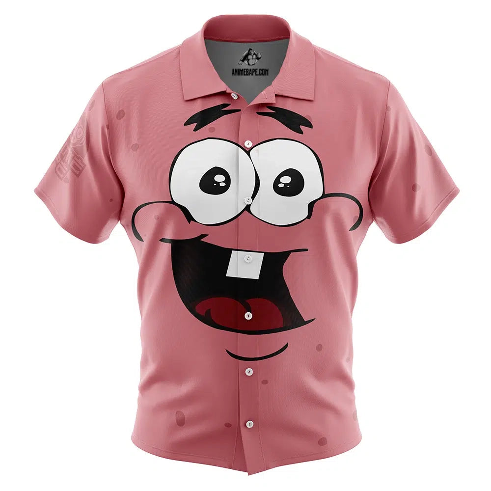 Cute Face Patrick Spongebob Squarepants Button Up Hawaiian Shirt