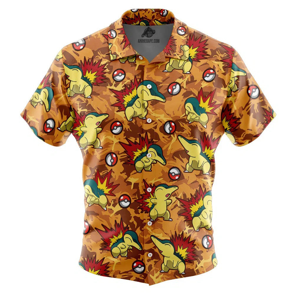 Cyndaquil Pokemon Button Up Hawaiian Shirt