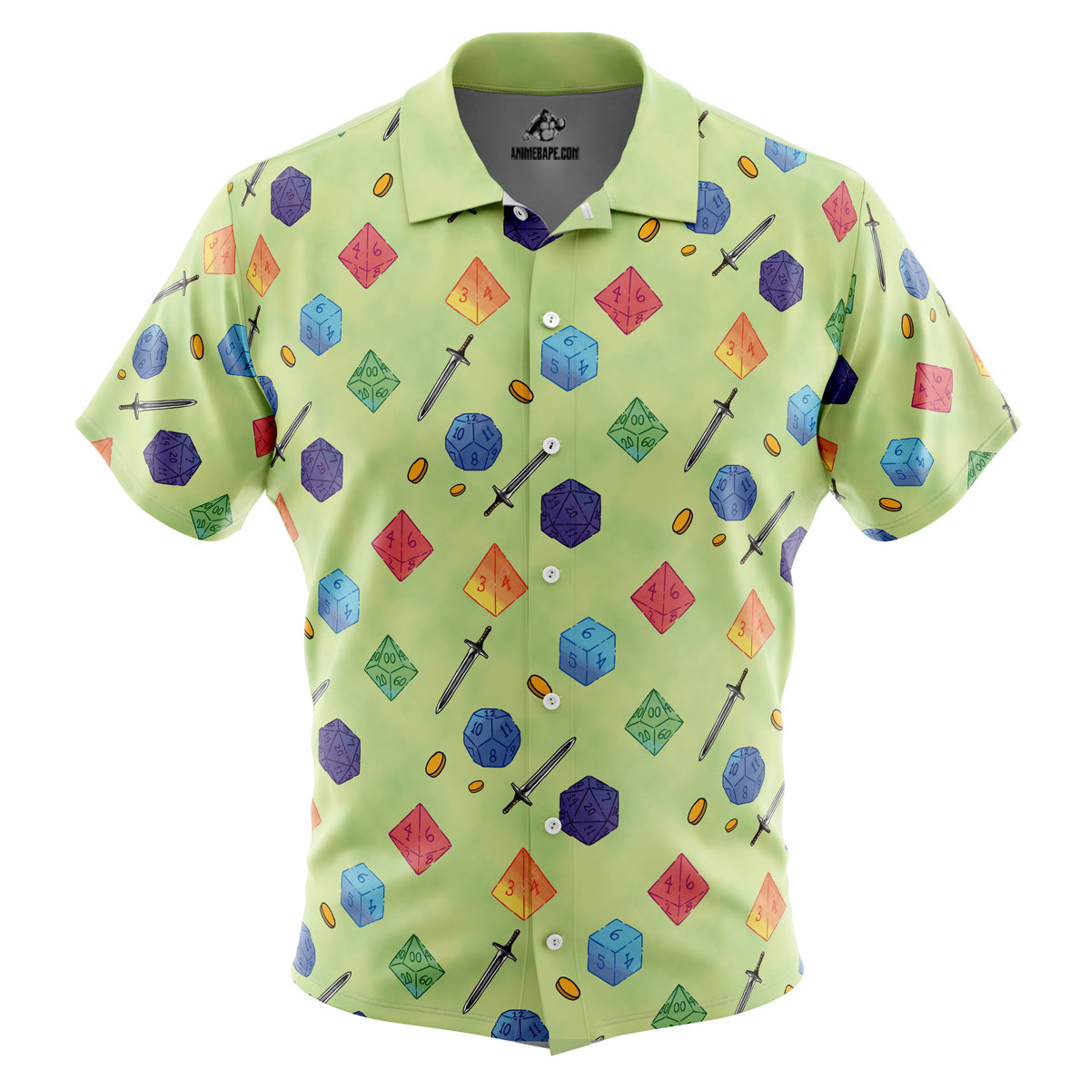 Dungeons and Dragons Dice Pattern Button Up Hawaiian Shirt