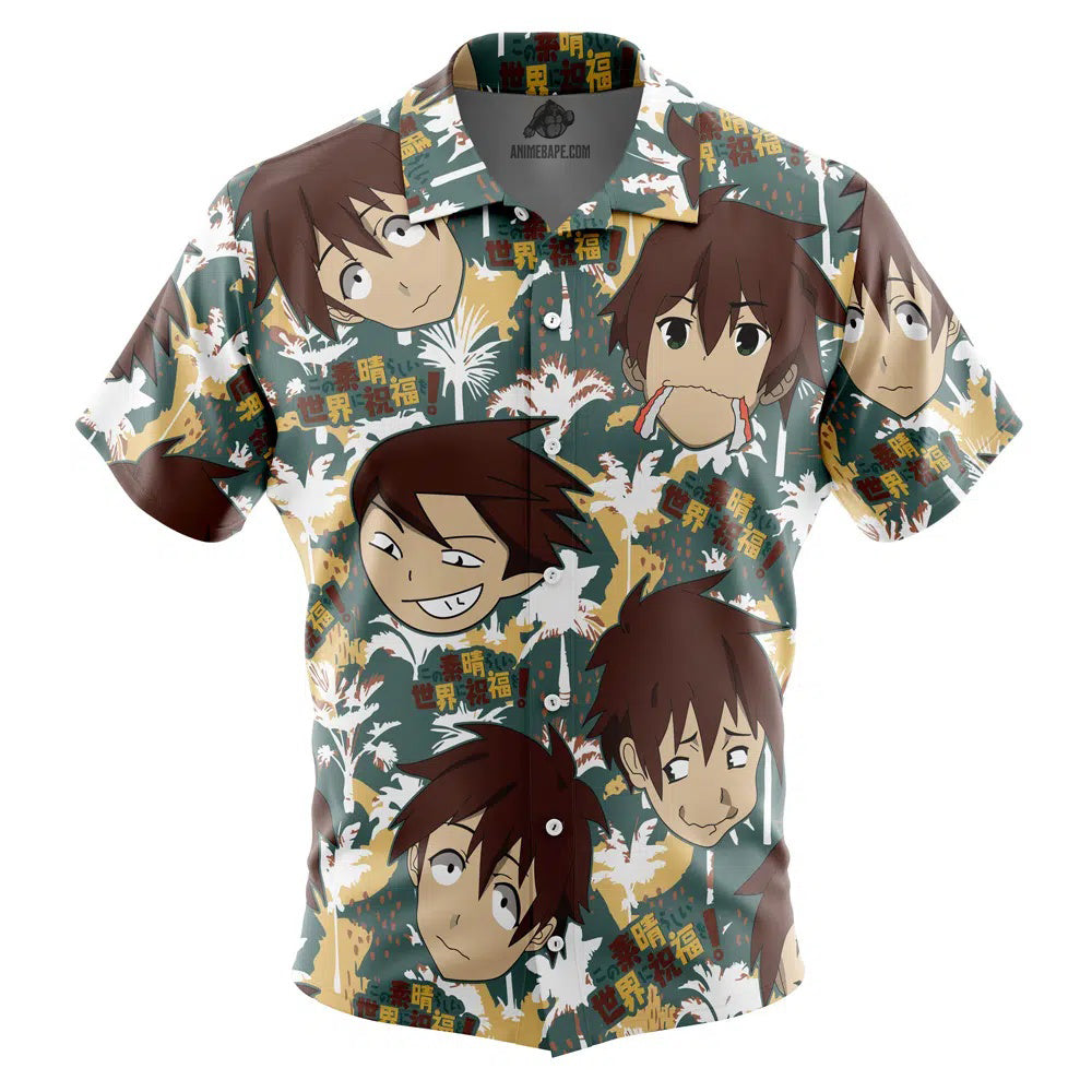 Funny Face Kazuma Konosuba Button Up Hawaiian Shirt