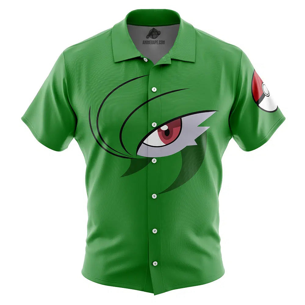 Gardevoir Face Pokemon Button Up Hawaiian Shirt