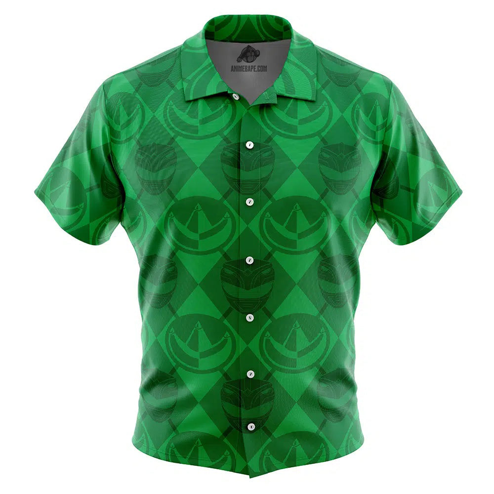 Green Ranger Pattern Power Rangers Button Up Hawaiian Shirt