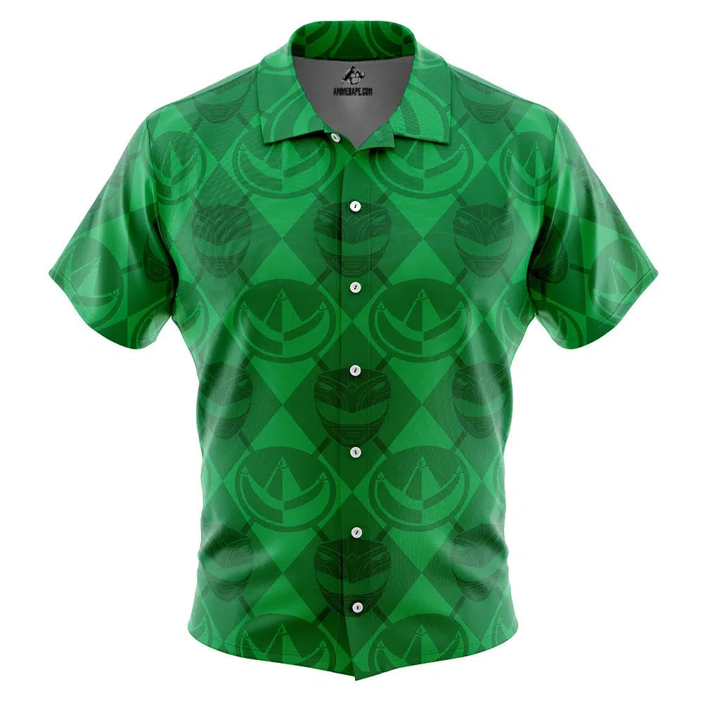 Green Ranger Pattern Power Rangers Button Up Hawaiian Shirt