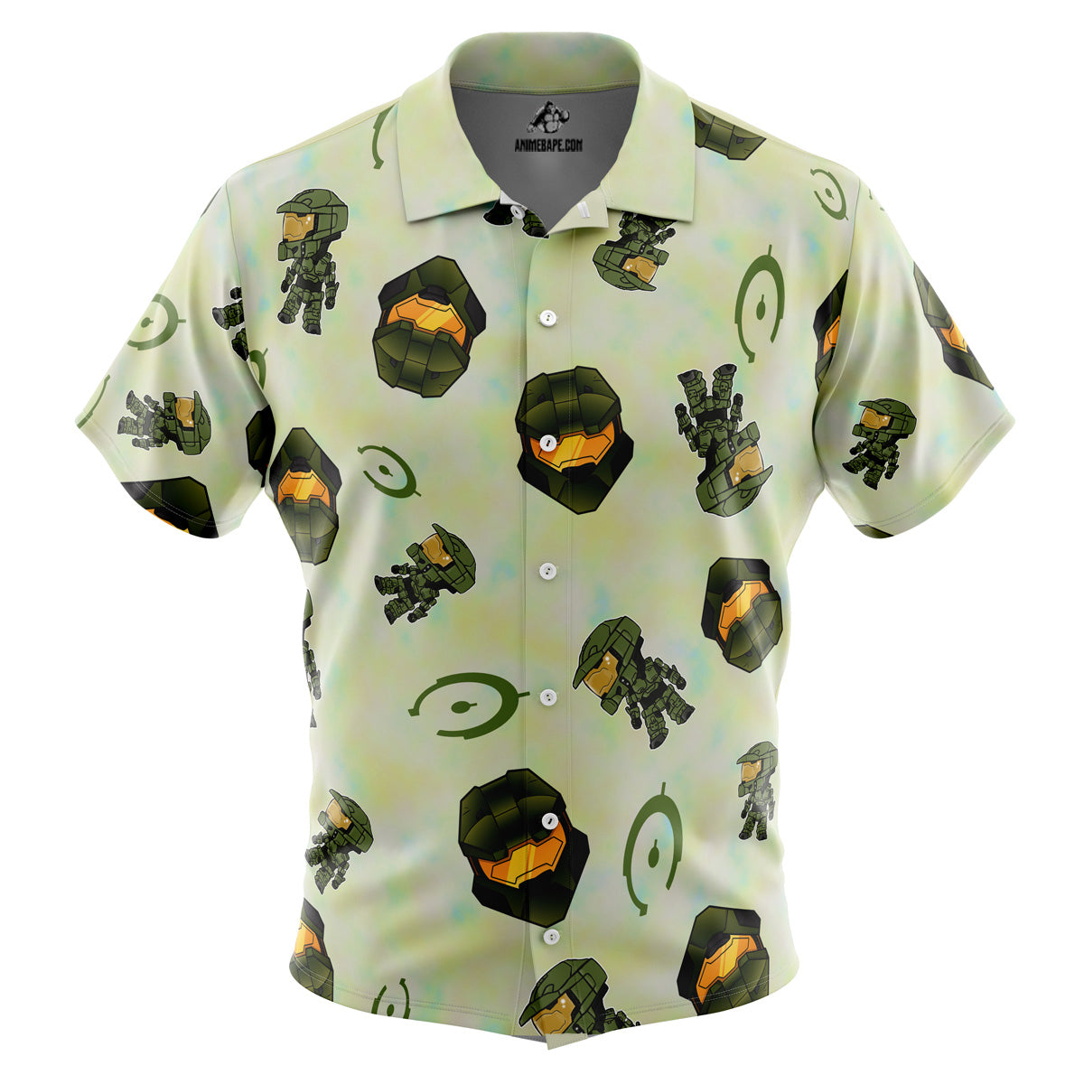 Halo Pattern Gaming Button Up Hawaiian Shirt