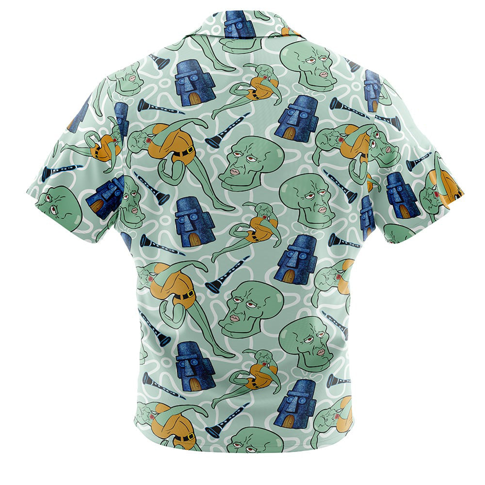 Handsome Squidward Pattern Spongebob Squarepants Button Up Hawaiian Shirt
