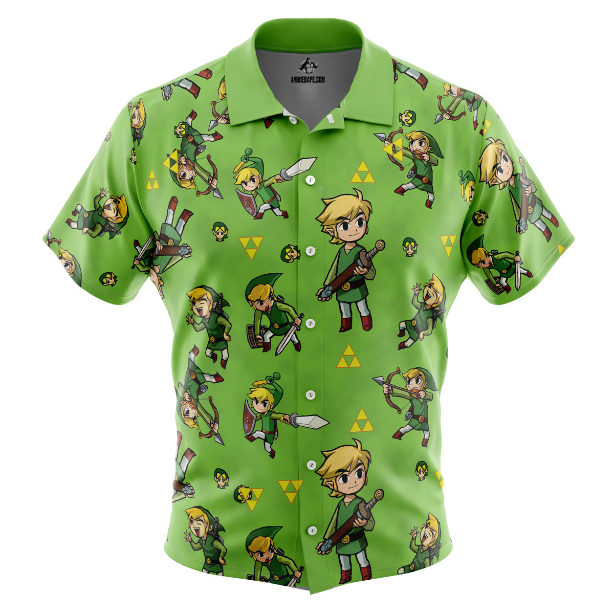 Link Pattern Zelda Button Up Hawaiian Shirt