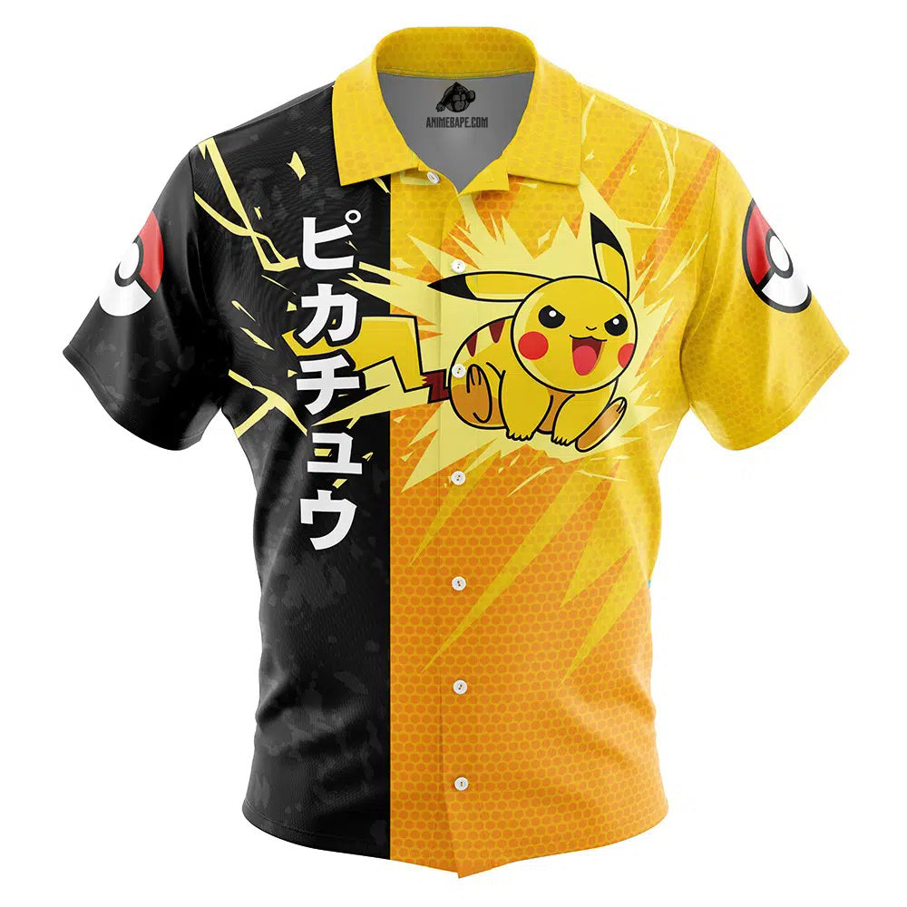 Pikachu Attack Pokemon Button Up Hawaiian Shirt