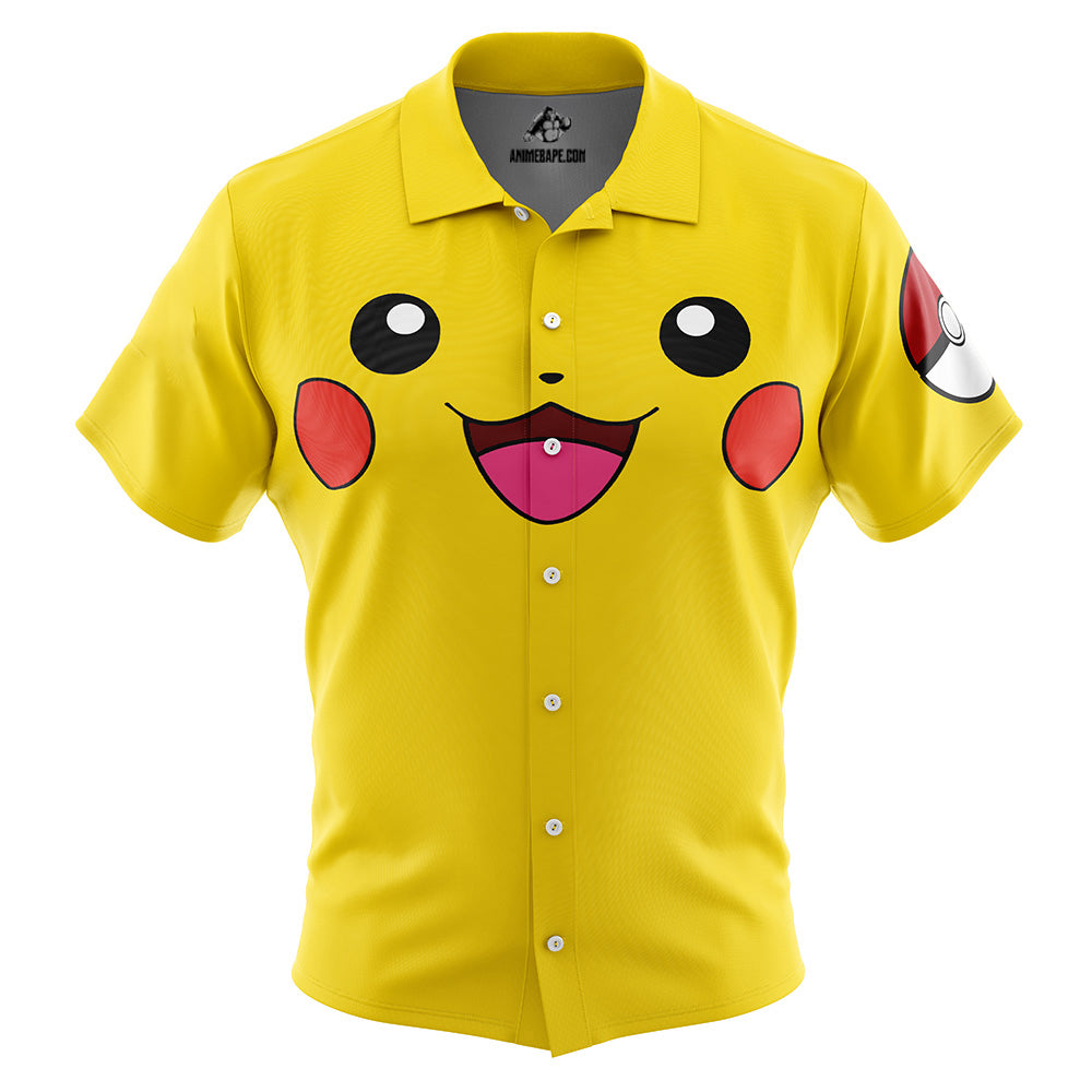 Pikachu Face Pokemon Button Up Hawaiian Shirt