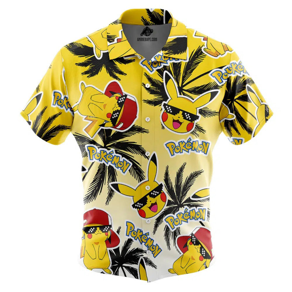 Pikachu Pokemon Alolan Style Button Up Hawaiian Shirt