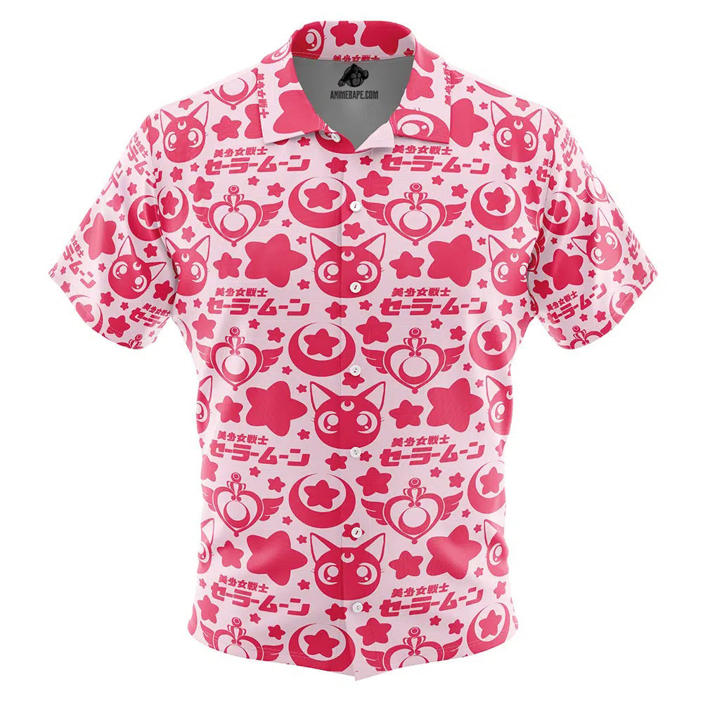 Pink Sailor Moon Button Up Hawaiian Shirt