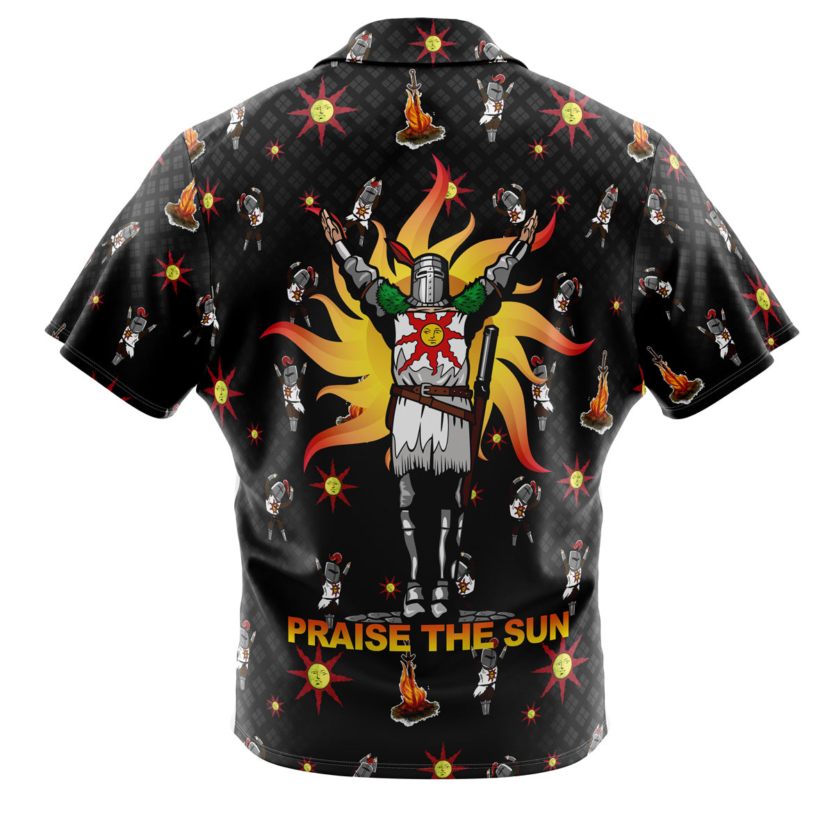 Praise The Sun Pattern Dark Souls Button Up Hawaiian Shirt 2