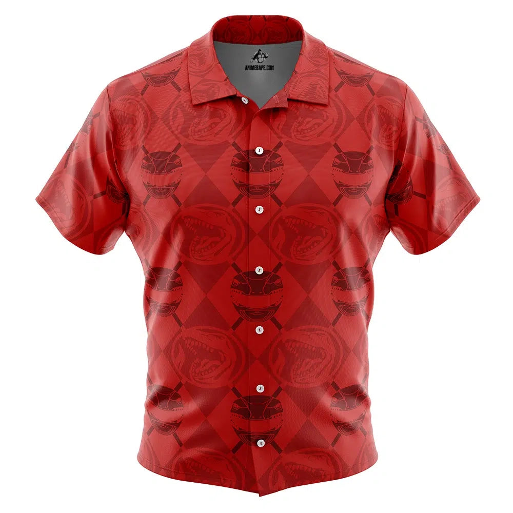 Red Ranger Pattern Power Rangers Button Up Hawaiian Shirt