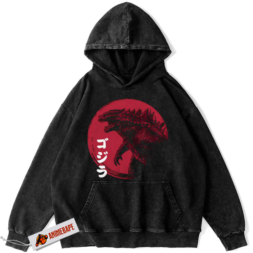 Red Sun Godzilla Vintage Movie Hoodie for Fans and Collectors
