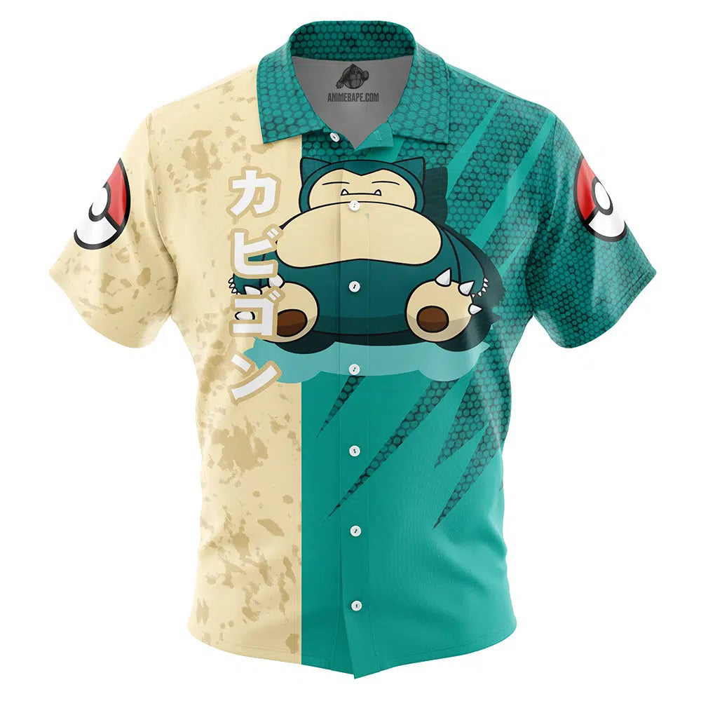 Snorlax Attack Pokemon Button Up Hawaiian Shirt