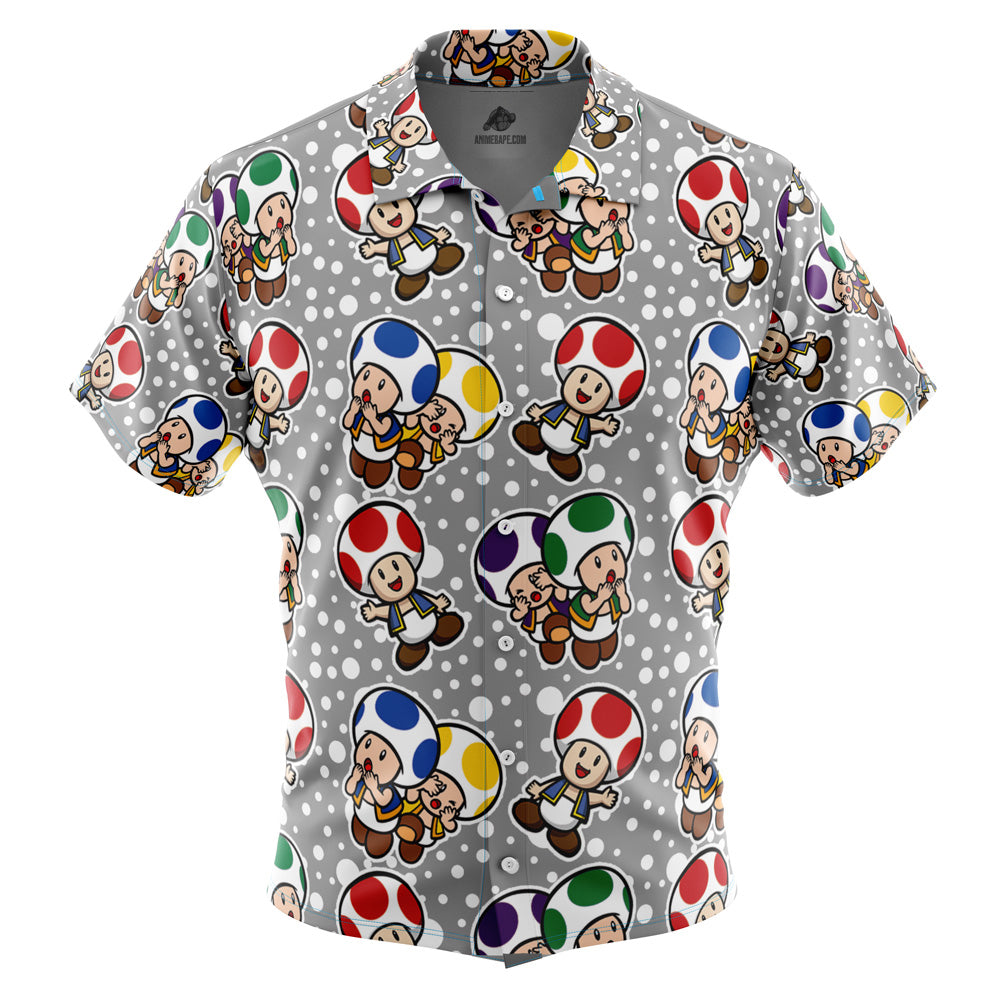 Toad Mario Bros Button Up Hawaiian Shirt