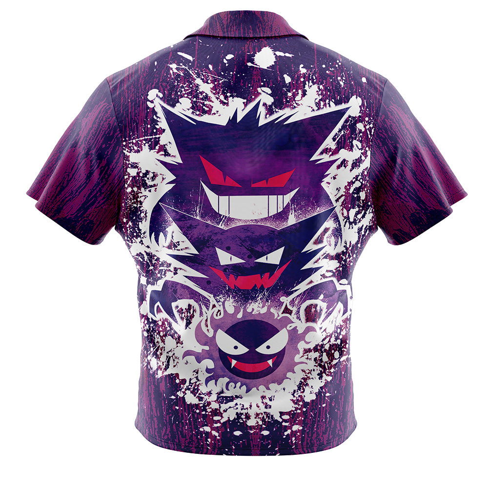 Trippy Ghostly Evolution Gastly Haunter Gengar Pokemon Button Up Hawaiian Shirt
