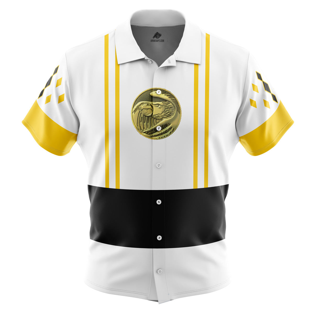 White Ranger Ranger Ninjetti Mighty Morphin Power Rangers Button Up Hawaiian Shirt