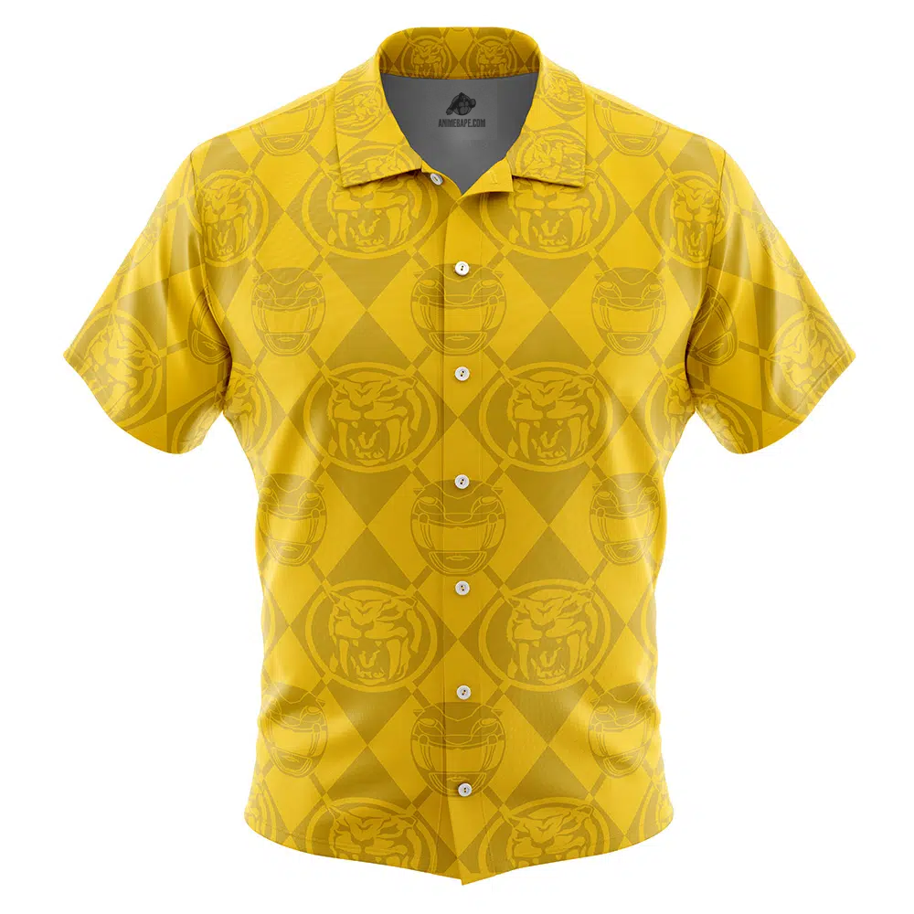 Yellow Ranger Pattern Power Rangers Button Up Hawaiian Shirt